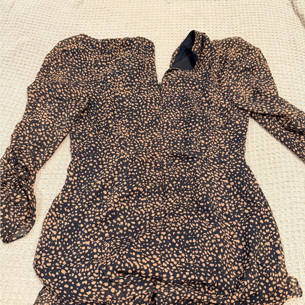 Lena Brown Printed Midi Dress with Front Slit - Picture 5 of 7